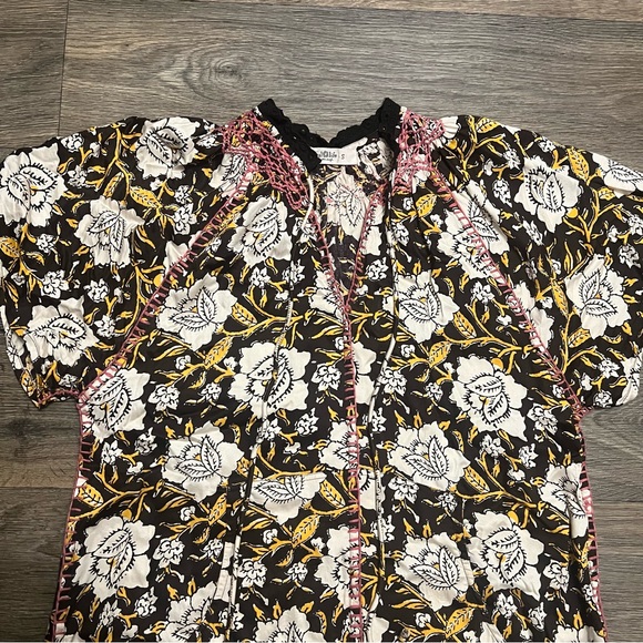 Natural Life Lorelai Midi Dress Size Small Floral Boho Embroidered Peasant - Picture 7 of 9